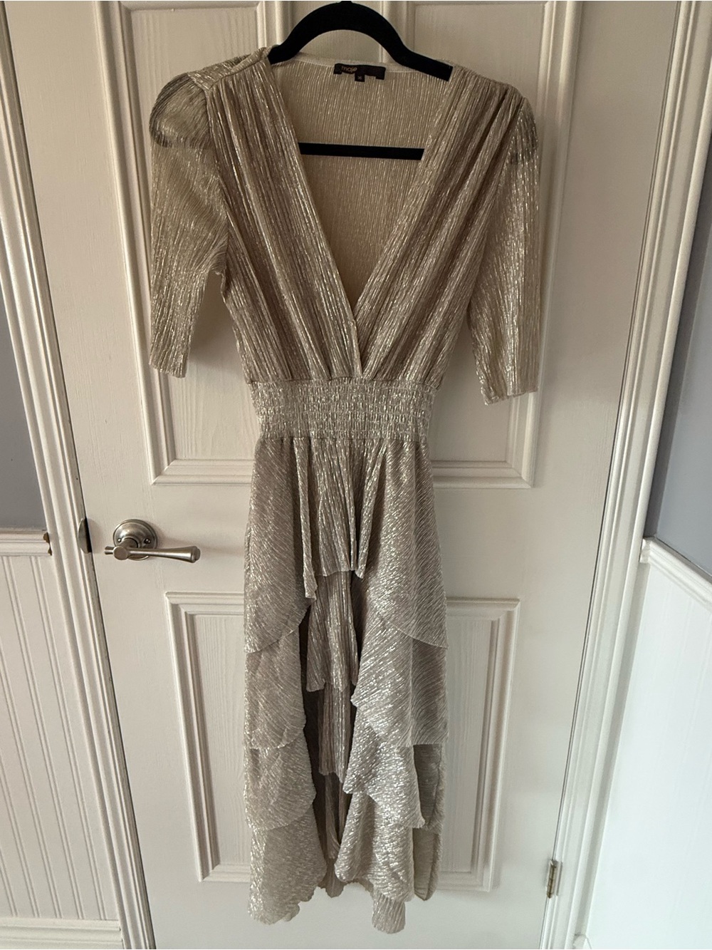 Maje Shimmer dress with ruffles - Picture 3 of 4